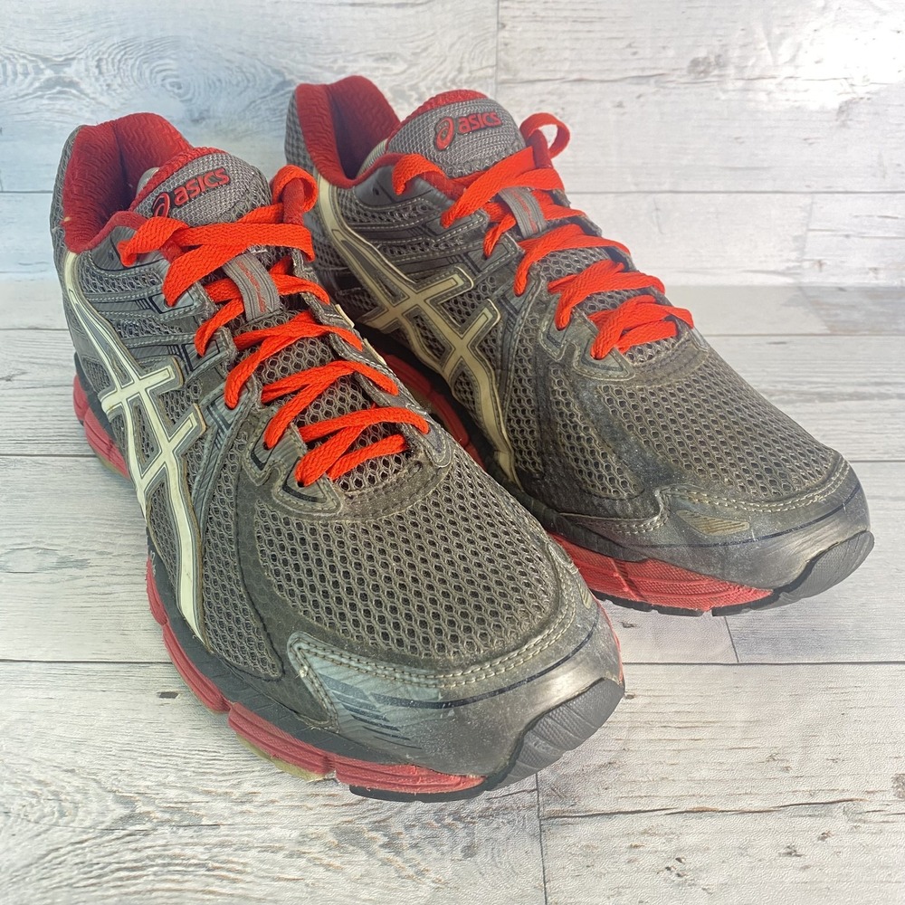 ASICS GT-2000 Running Shoes Mens 11.5 Gray Red Athletic T2K2Q Running Sneakers